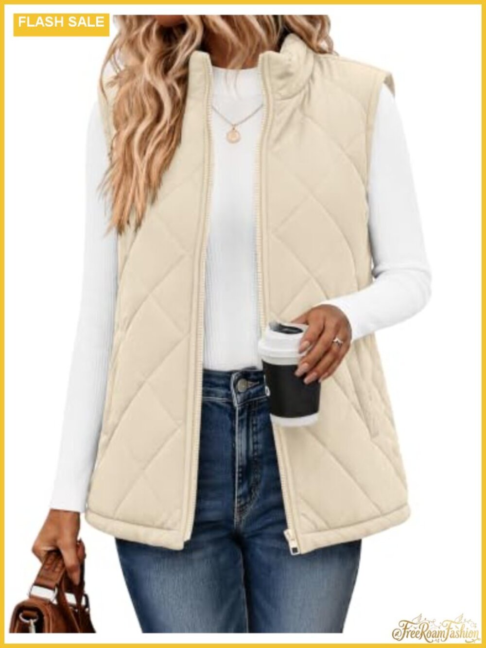 Zeagoo Quilted Puffer Vest Zip Up Sleeveless Stand Collar Coat